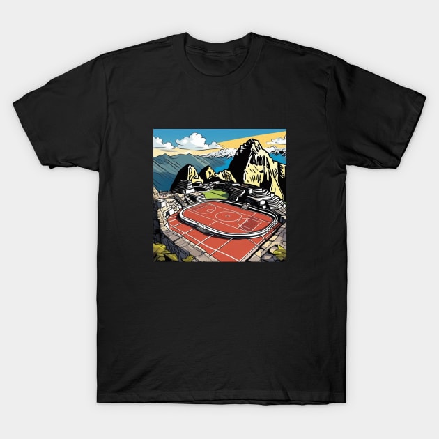 Basketball on top of Machu Picchu T-Shirt by The GOAT Store